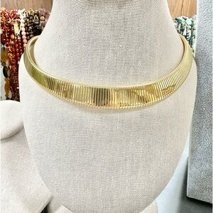 Vintage Joan Rivers Omega Shinny Gold Plated Choker Collar Necklace